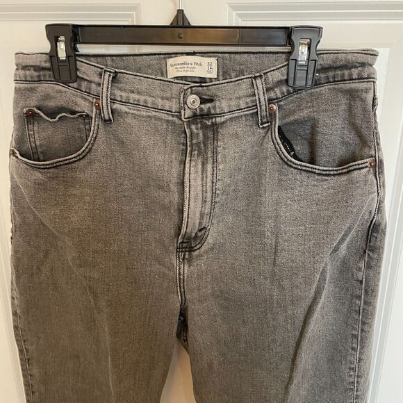 Abercrombie & Fitch The Ankle Straight Ultra High Rise Grey Sz 32S Grunge - Picture 5 of 6